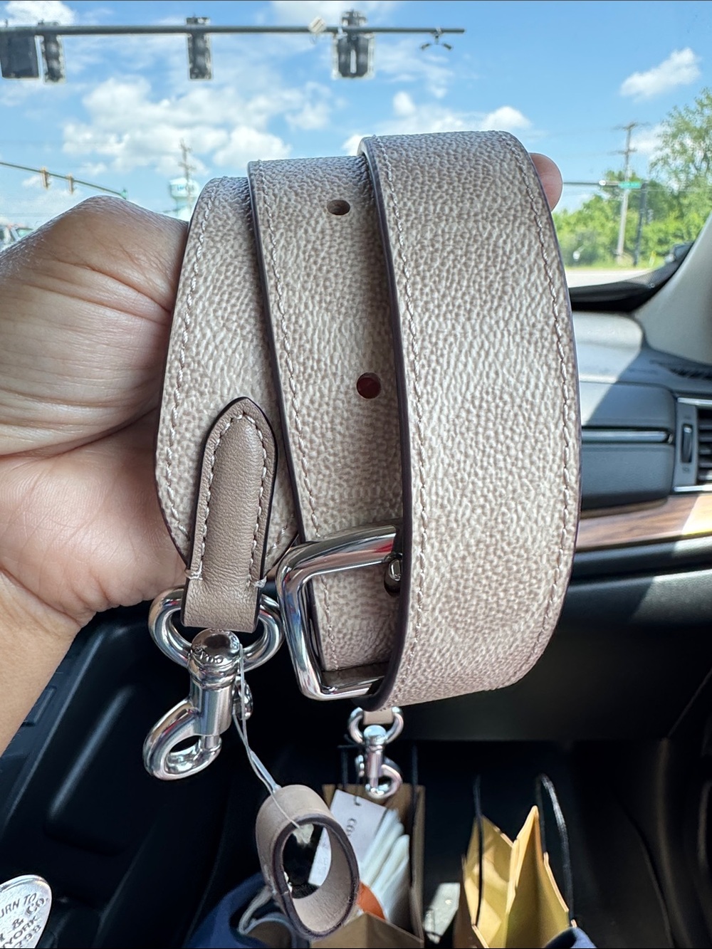 🧡COACH 💛Leather Crossbody Strap in Taupe - Adjustable Replacement Strap NWT!!🆕